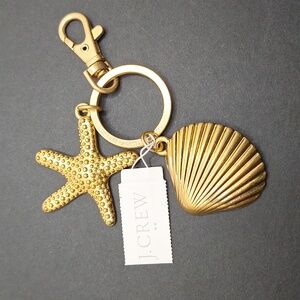 J. CREW Starfish SEA SHELL GOLD TONE KEYCHAIN bag charm